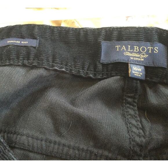 Talbots womens corduroy signature boot pants black 16W 16 preppy classic western - Picture 9 of 11